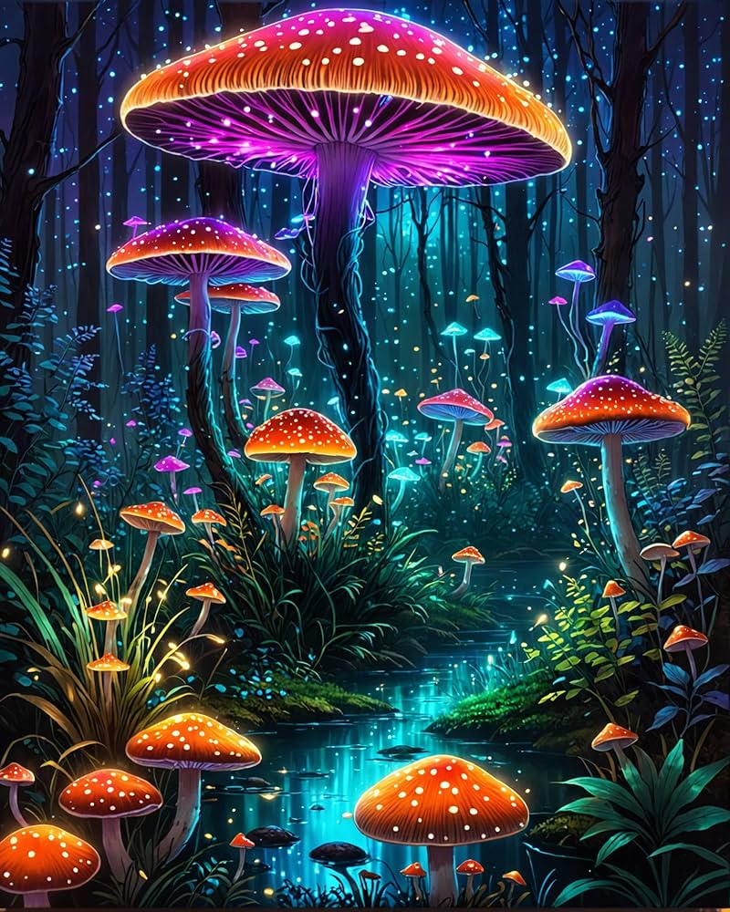 mushroom　1001 Amazon.com: ldazao Paint by Numbers Kit for Adults Beginner